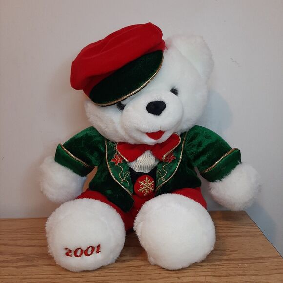 2001 TB Toy Trading 12" White Christmas Bear Plush Stuffed Animal Holiday Toy - Picture 2 of 10